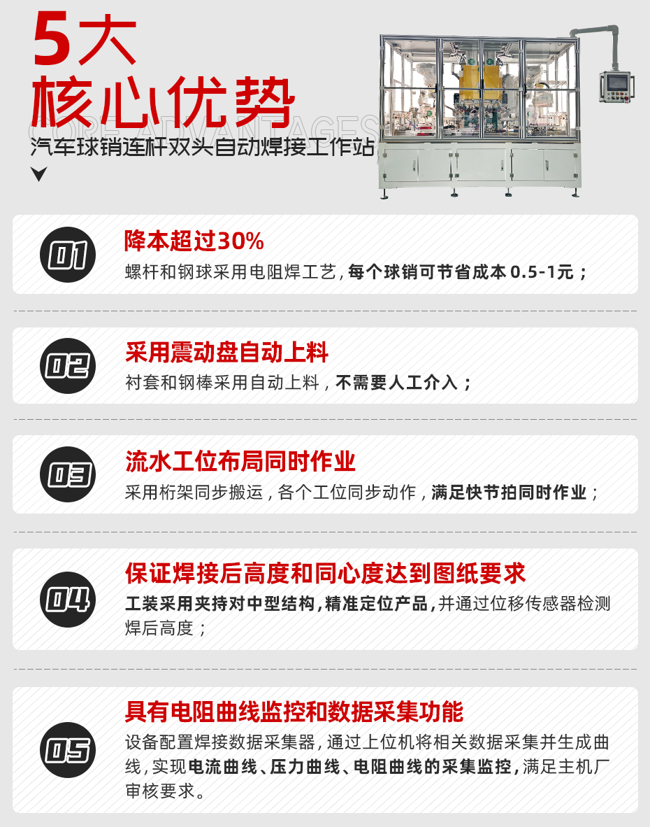 汽車(chē)球銷(xiāo)連桿雙頭自動(dòng)焊接工作站詳情核心優(yōu)勢(shì)