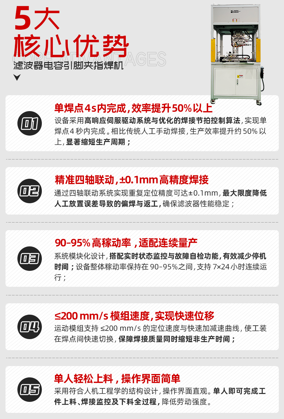 濾波器電容引腳夾指焊機(jī)核心優(yōu)勢(shì)